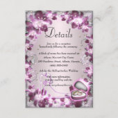 Trendy Paarse Floral Chic bruiloft Details Informatiekaartje (Voorkant)
