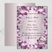 Trendy Paarse Floral Chic Engagement Party nodigt  Kaart (Voorkant / Achterkant)