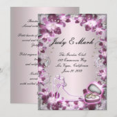 Trendy Paarse Floral Chic Menu Kaart (Voorkant / Achterkant)