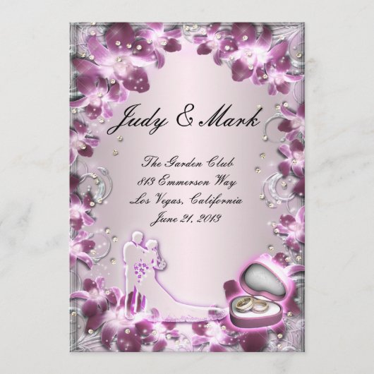 Trendy Paarse Floral Chic Menu Kaart (Voorkant)