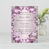 Trendy Paarse Floral Chic Rehearsal Dinner Invite Kaart (Staand voorkant)