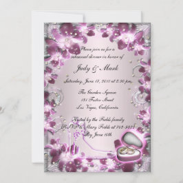 Trendy Paarse Floral Chic Rehearsal Dinner Invite Kaart