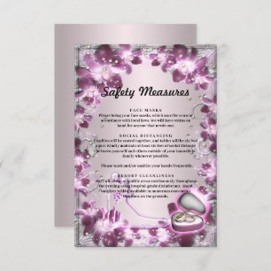 Trendy Paarse Floral Chic Safety Measures Informatiekaartje