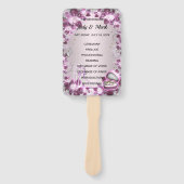 Trendy Paarse Floral Chic Wedding Handwaaier (Voorkant)