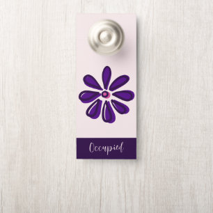 Trendy Paarse Flower Doodle Bezet / Vacant Deurhanger