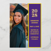 Trendy Paarse Foto Afstuderen Aankondiging (Voorkant)