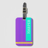 Trendy Paarse gepersonaliseerde naam Bagagelabel (Voorkant (verticaal))