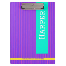 Trendy Paarse gepersonaliseerde naam Klembord