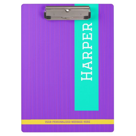 Trendy Paarse gepersonaliseerde naam Klembord (Voorkant)
