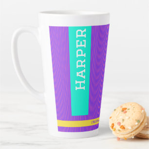 Trendy Paarse gepersonaliseerde naam Latte Mok