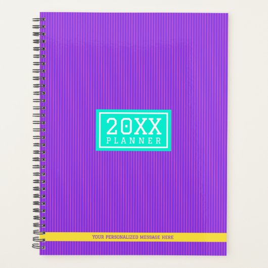 Trendy Paarse gepersonaliseerde naam & Monogram Pl Planner (Voorkant)