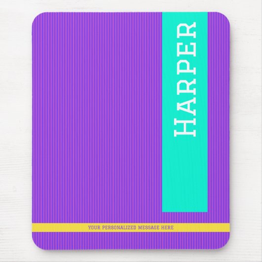 Trendy Paarse gepersonaliseerde naam Muismat (Voorkant)