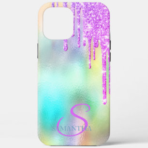 Trendy Paarse Glitter Druppels Holografisch Case-Mate iPhone Case