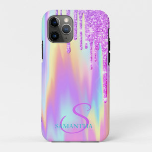 Trendy Paarse Glitter Druppels Ombre Holografisch Case-Mate iPhone Case