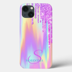 Trendy Paarse Glitter Druppels Ombre Holografisch Case-Mate iPhone Case