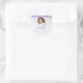 Trendy Paarse Glitter Foto 2024 Afstuderen Square Vierkante Sticker (Tas)