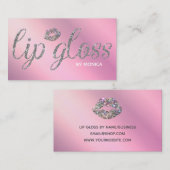 Trendy Paarse Glitter Lipglans Visitekaartje (Voorkant / Achterkant)