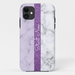 Trendy paarse Glitter-Marble iPhone Case