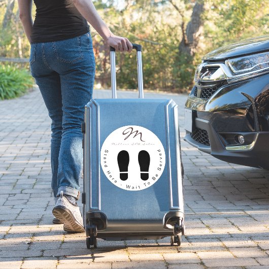 Trendy Paarse Glitter SPA Wacht hier Vloer Sticker (Koffer Insitu)