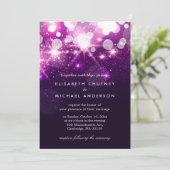 Trendy Paarse Glitter Sparkles Stylish Wedding Kaart (Staand voorkant)