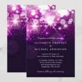 Trendy Paarse Glitter Sparkles Stylish Wedding Kaart (Voorkant / Achterkant)