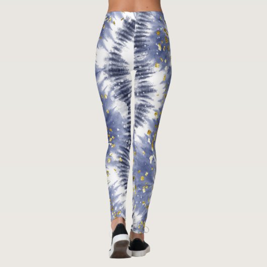 Trendy Paarse Glitter Tie Dye Leggings (Achterkant)