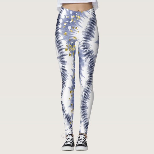Trendy Paarse Glitter Tie Dye Leggings (Voorkant)