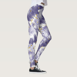 Trendy Paarse Glitter Tie Dye Leggings