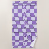 Trendy Paarse Golf Checkerboard Aangepaste Naam Strandlaken (Voorkant)