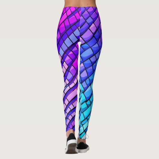 Trendy Paarse gradiënt Abstract geometrisch patroo Leggings (Achterkant)