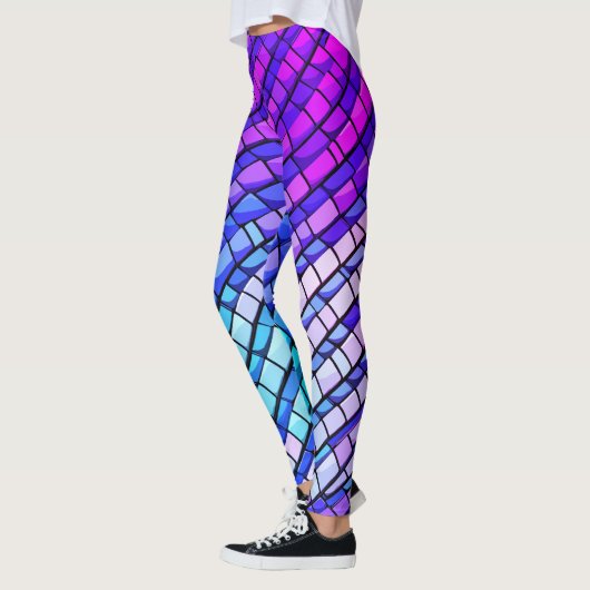 Trendy Paarse gradiënt Abstract geometrisch patroo Leggings (Links)