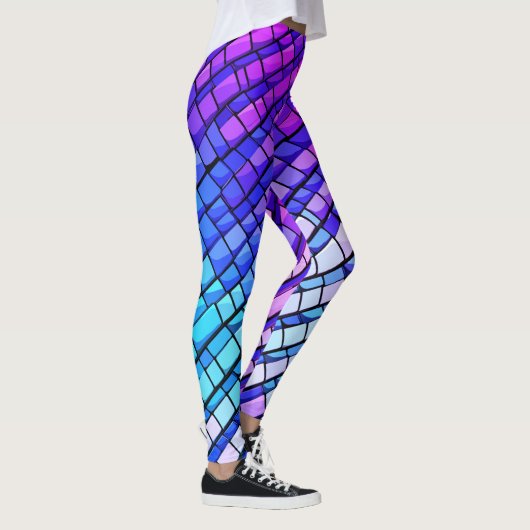 Trendy Paarse gradiënt Abstract geometrisch patroo Leggings (Rechts)