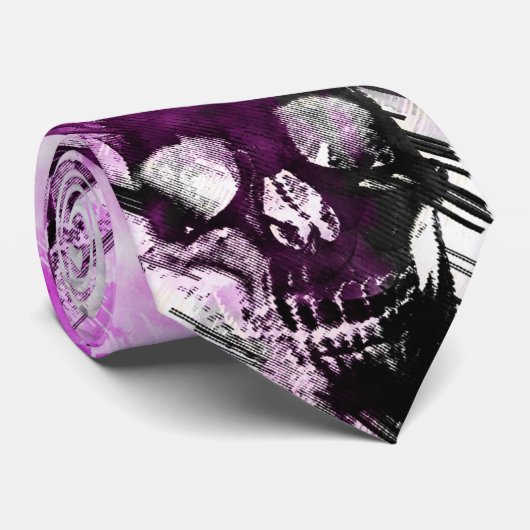 Trendy Paarse Graphic Skull Stropdas (Opgerold)