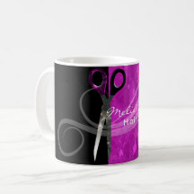 Trendy paarse haarstylist mok