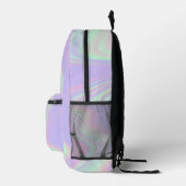 Trendy Paarse Hologram Abstracte Opal Custom Name Bedrukte Rugzak (Rechts)