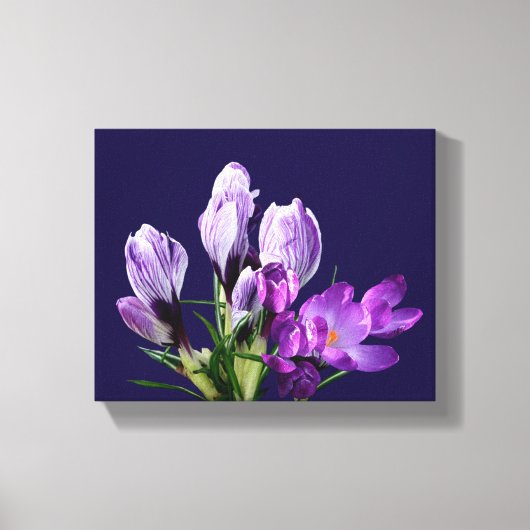 Trendy paarse krokusbloemen digitale kunst canvas afdruk (Voorkant)