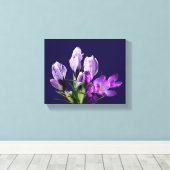 Trendy paarse krokusbloemen digitale kunst canvas afdruk (Insitu (Houten vloer))
