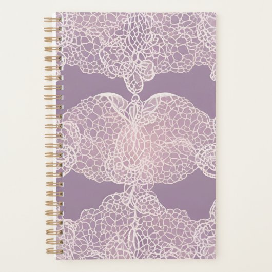 Trendy Paarse Lavendel Lace AI kunst Planner (Voorkant)