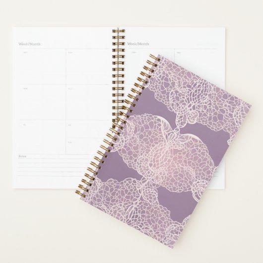 Trendy Paarse Lavendel Lace AI kunst Planner (Display)