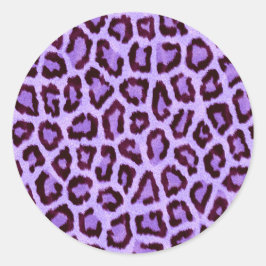 Trendy Paarse Leopard Pattern Ronde Sticker