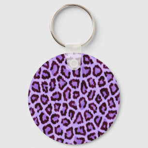 Trendy Paarse Leopard Pattern Sleutelhanger