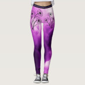 Trendy Paarse Lila Bloemen Daisy Stropdas-kleursto Leggings (Voorkant)