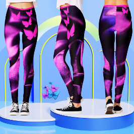 Trendy Paarse Lila Roze Vlinder Vrouwen Leggings