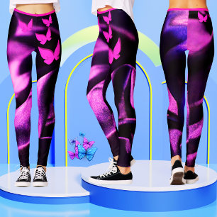 Trendy Paarse Lila Roze Vlinder Vrouwen Leggings