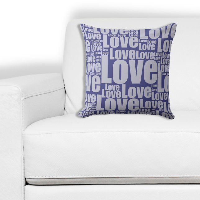 Trendy Paarse Love Letters Typografie Word Kussen (Trendy Purple Love Letters Typography Word Throw Pillow)