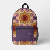 Trendy Paarse Mandala Patroon Monogram Initialen Bedrukte Rugzak (Voorkant)