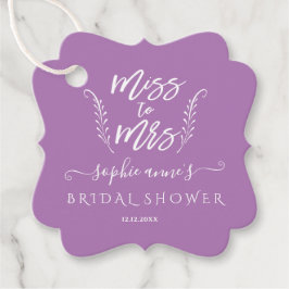 Trendy Paarse Miss To Mrs Bruidsfeest Bedankjes Labels