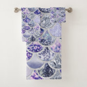 Trendy Paarse Ombre Glitter Mermaid Fish Scales Bad Handdoek (Insitu)