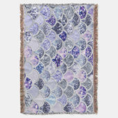 Trendy Paarse Ombre Glitter Mermaid Fish Scales Deken (Voorkant Verticaal)