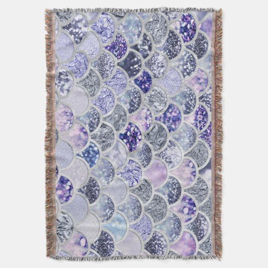 Trendy Paarse Ombre Glitter Mermaid Fish Scales Deken (Voorkant Verticaal)